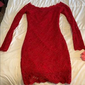 Macy’s Red lace bodycon dress